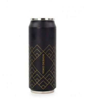 Cutie izoterma cu pai, 500 ml, Art Deco Black - YOKO DESIGN
